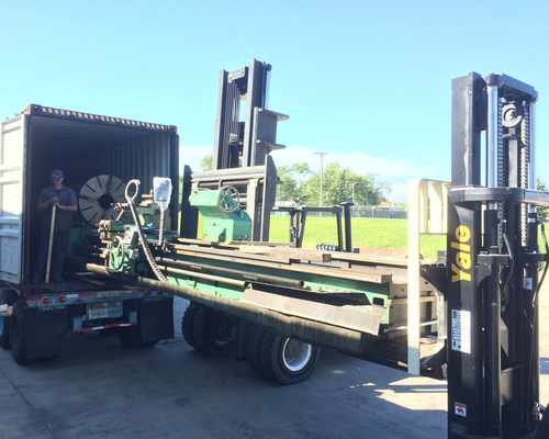 Loading an overseas shipping container