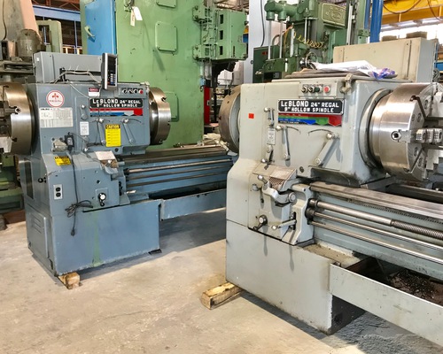 A Pair of Hollow Spindle LEBLOND lathes